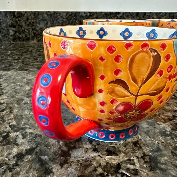 4 Large Handpainted Coffee/Tea Cup Mug by Coastline Imports - Picture 2 of 4